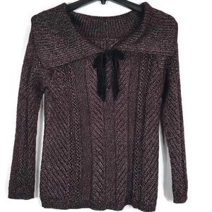 White House Black Market Sweater Open Weave Womens Size Medium Wine